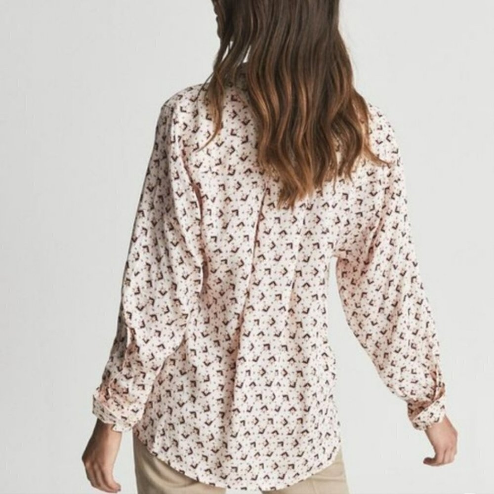 REISS PIA  TETRIS GEOMETRIC PRINT  BLOUSE TOP - Picture 6 of 14